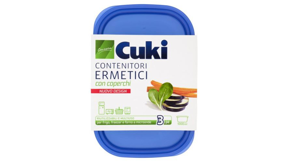 Cuki Conserva Contenitori Ermetici con coperchi 1000 ml 3 pz