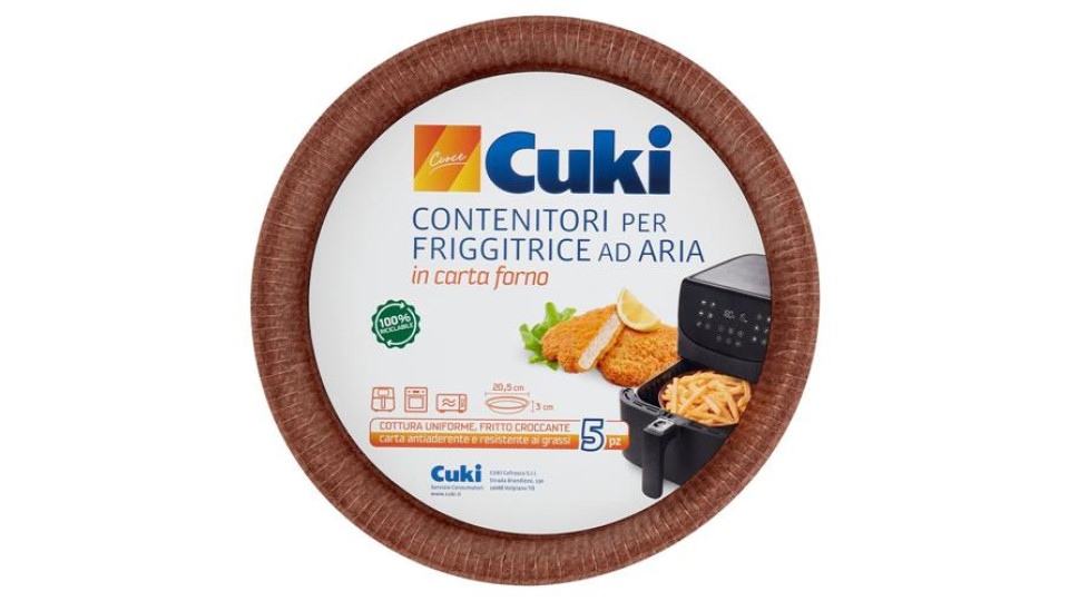 Cuki Cuoce Contenitori per Friggitrice ad Aria in carta forno 20,5 cm x 3 cm 5 pz