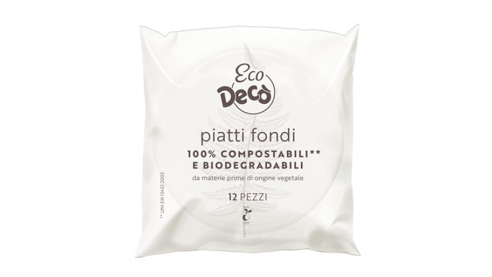 DECO ECO PIATTI FONDI BIA.12PZ