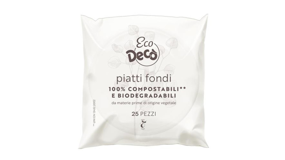 DECO ECO PIATTI FONDI BIA.25PZ
