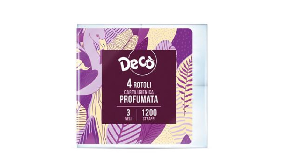 Decò CARTA IGIENICA PROFUMATA 4 ROTOLI 3 VELI 1200 STRAPPI