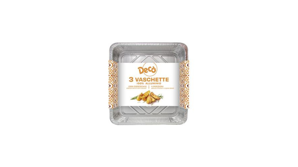 Vaschette Alluminio Con Coperchio 4 Porzioni - 3 Pezzi