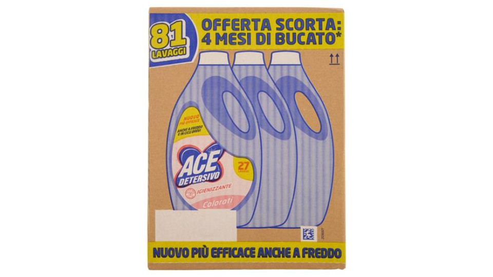 Ace Detersivo Igienizzante Colorati 3 x 27 Lavaggi 3 x 1350 ml