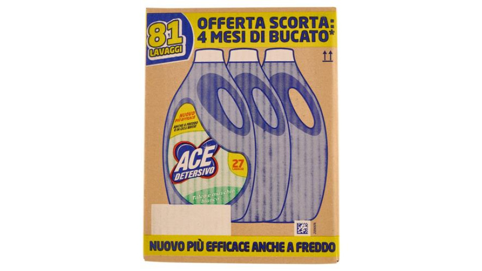 Ace Detersivo Talco e muschio bianco 3 x 27 Lavaggi 3 x 1350 ml