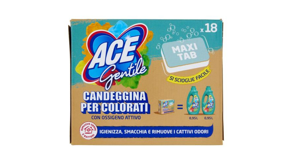 Ace Gentile Maxi Tabs Candeggina per Colorati 18 x 18 g
