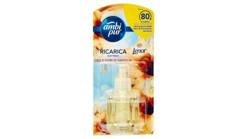 Ambi Pur Profumatore per Ambienti Elettrico, Deodorante, Oro e Fiori di Vaniglia, Ricarica 20ml
