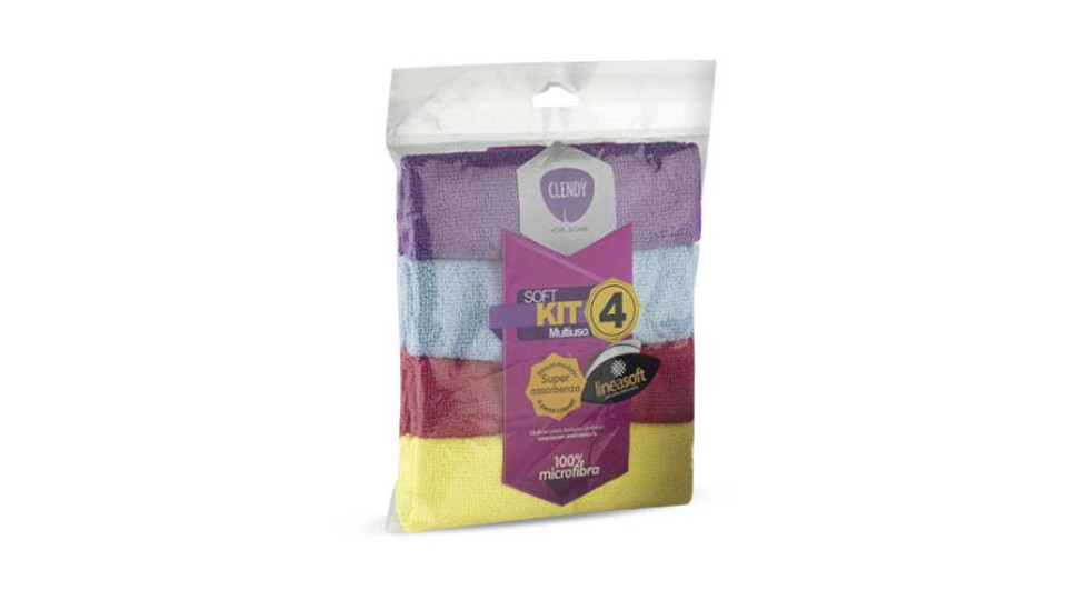Clendy Soft Panno Microfibra Multiuso - Kit Pz 4 Cm 20X30