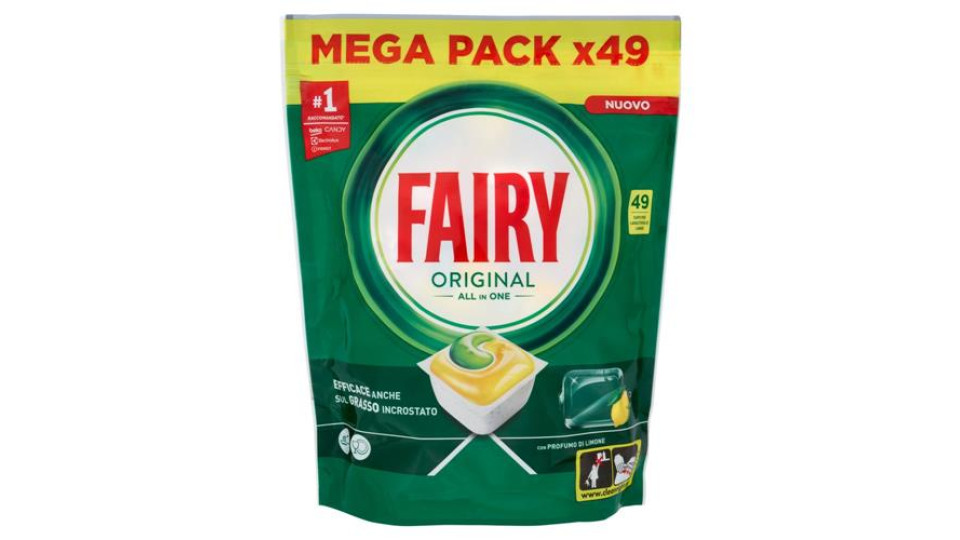 Fairy Pastiglie Lavastoviglie Original All in One, Detersivo Piatti Limone, 49 Capsule 662 g