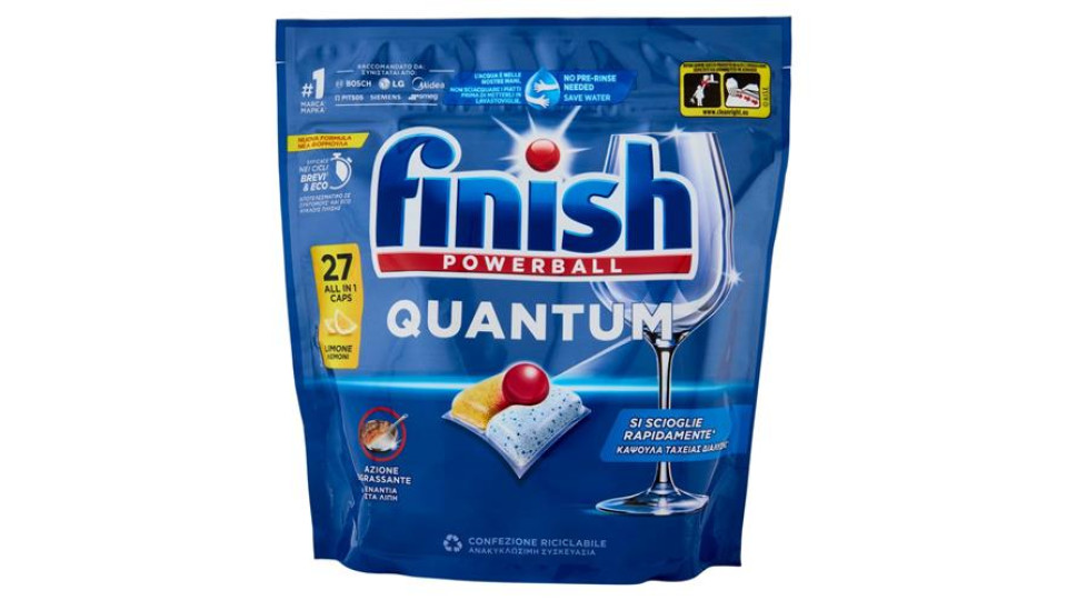 Finish Quantum Limone pastiglie lavastoviglie 27 lavaggi 280,8 g