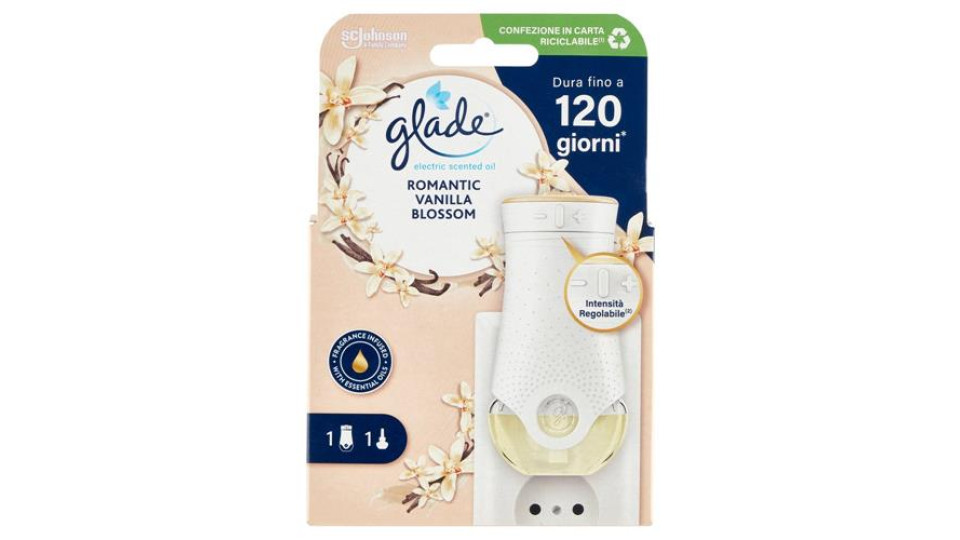 Glade Profumatore per ambienti con Oli Essenziali, Fragranza Romantic Vanilla Blossom 20ml