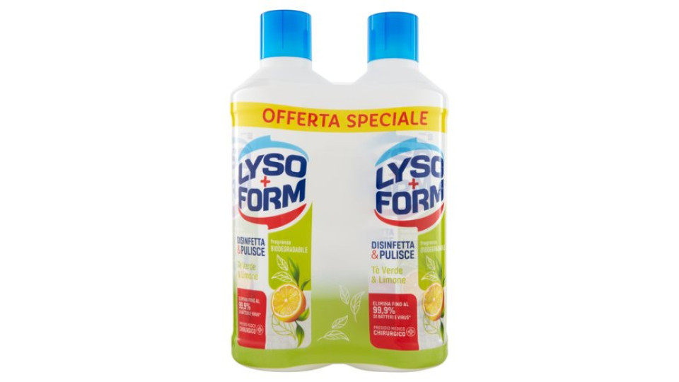 Lysoform Disinfetta & Pulisce Tè Verde & Limone 2 x 1100 ml