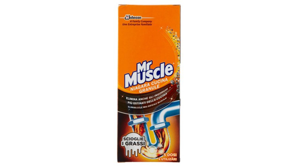 Mr Muscle Niagara Cucina, Disgorgante Granulare per Tubi, Lavandini e Scarichi, 250gr