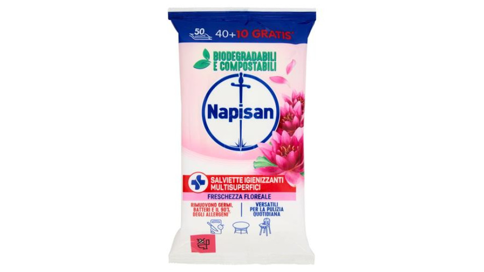 Napisan Salviette Disinfettanti Sgrassanti Limone Biodegradabili 40 pz