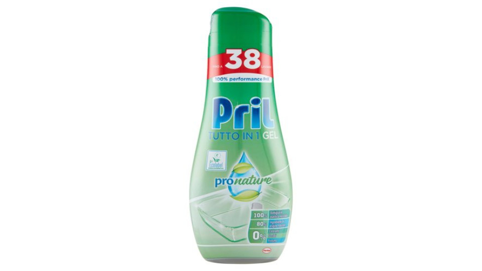 Pril All in 1 Gel Green 608ml ProNature 38 lav.
