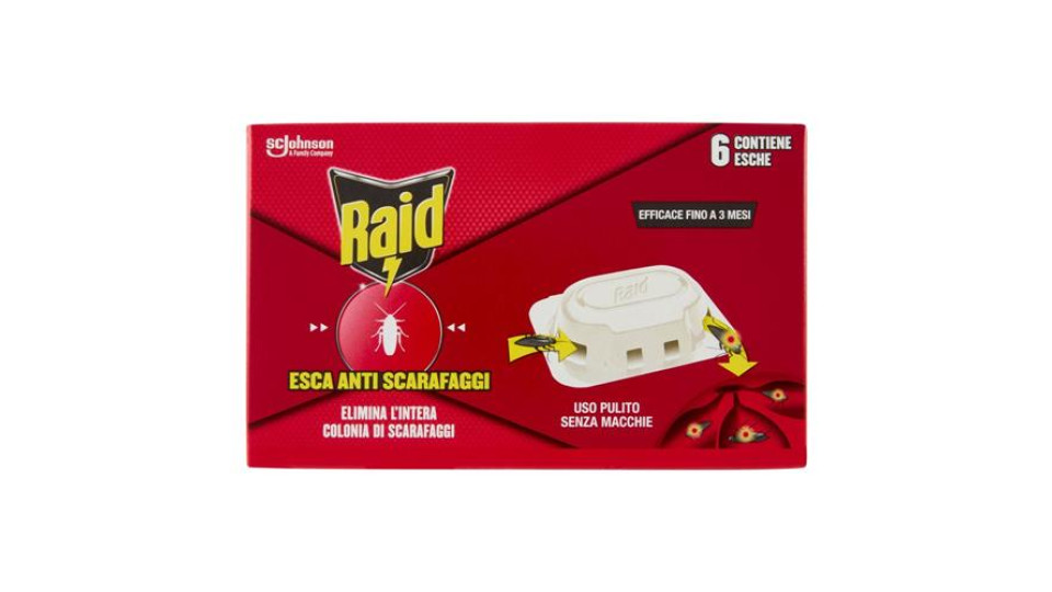 Raid Esca Scarafaggi Insetticida, Inodore, Pronta all'Uso in Spazi Interni ed Esterni, 6 pz da 2,5 g
