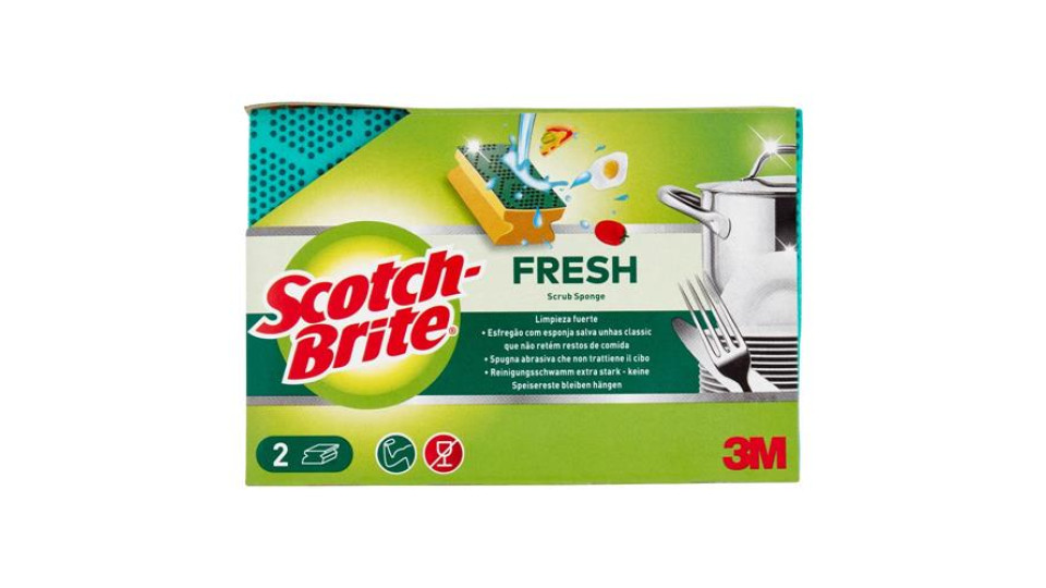 Scotch-Brite® Fresh, Spugna abrasiva salvadita, confezione da 2 pezzi
