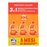 Sole Detersivo lavatrice Proteggi Colore 123 lavaggi 3 x 1,845 L