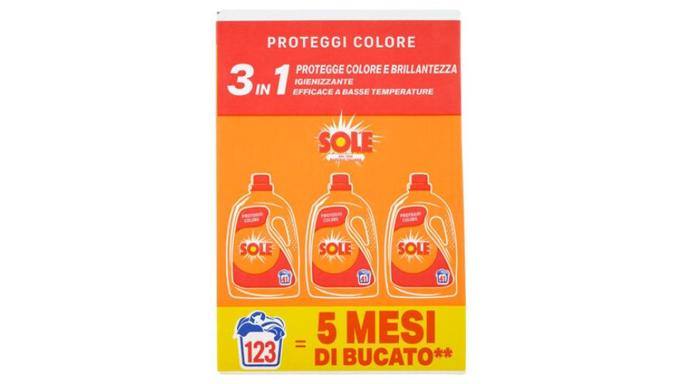 Sole Detersivo lavatrice Proteggi Colore 123 lavaggi 3 x 1,845 L