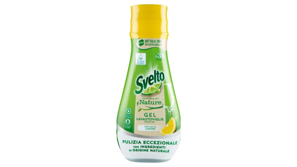 Svelto Tutto in 1 Powered by Nature Gel Lavastoviglie Profumo di Limone 640 ml