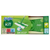 Swiffer Starter Kit Preassemblato-Scopa con 1Manico+8Panni Catturapolvere+3Panni Umidi Lavapavimenti