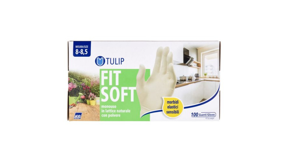 Tulip Fit Soft Guanti monouso in lattice naturale con polvere Misura 8-8,5 100 pz