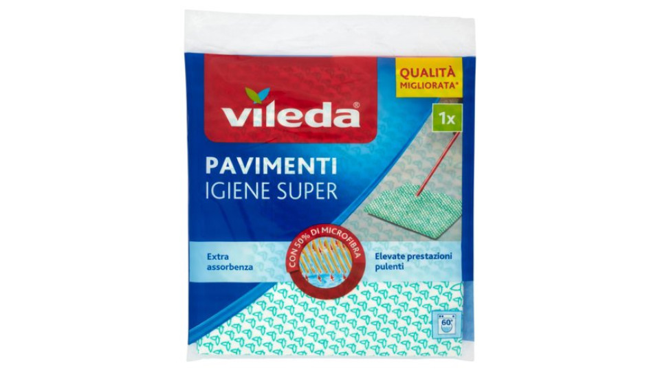Vileda Igiene Super, panno pavimenti in tnt + 50% microfibra. 2x