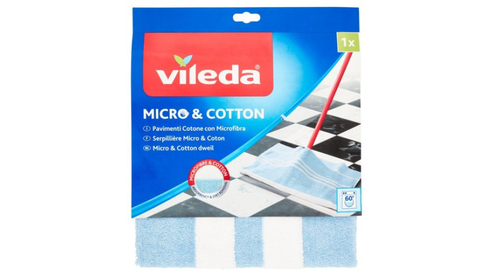 Vileda Panno pavimenti in Cotone + MF, ideale per rimuovere anche lo sporco più difficile 1 pz