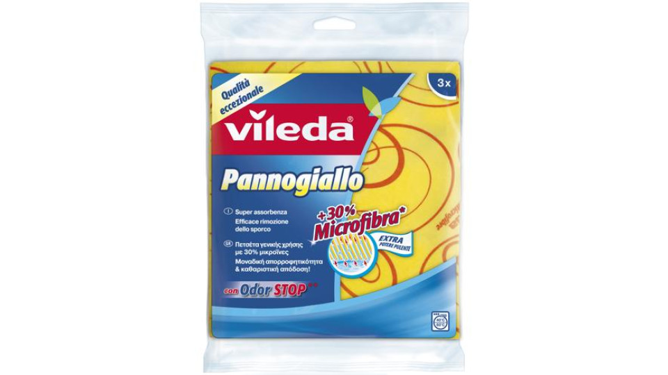 Vileda Pannogiallo, panno multiuso con antibatterico Ultra Fresh per pulire e spolverare. 3x34x34cm