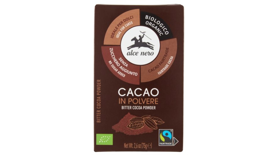 alce nero Cacao in Polvere 75 g