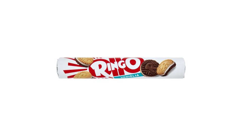 Ringo Vaniglia Biscotti Farciti con Crema Vaniglia Snack Merenda Tubo, con più Crema, 165g