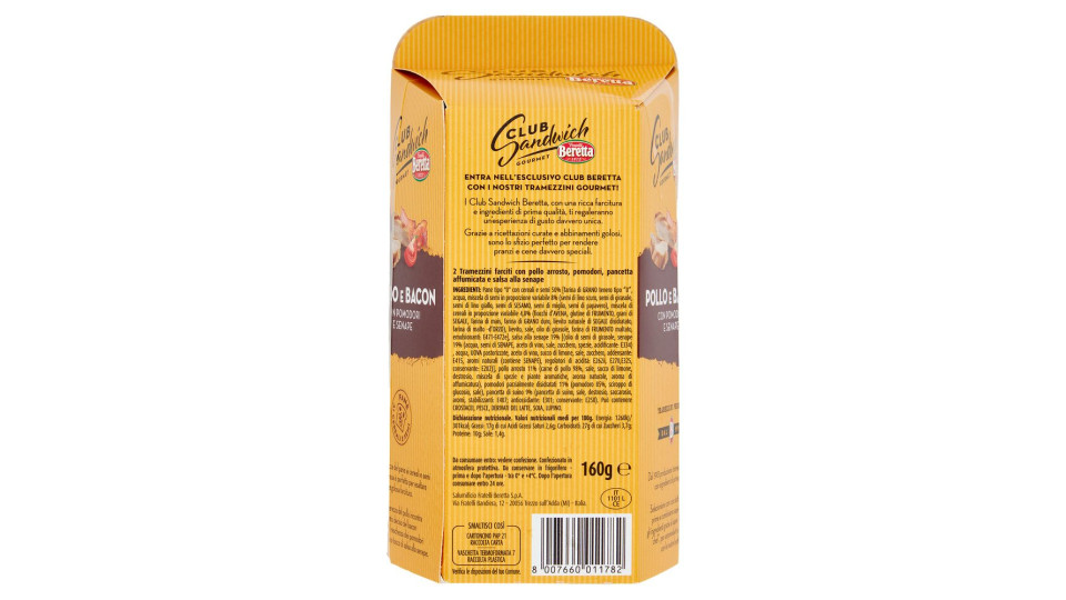 Fratelli Beretta - Club Sandwich Gourmet: Pollo e bacon 160g