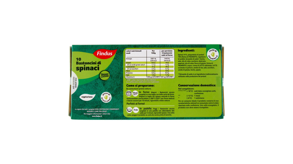 Findus Green Cuisine 10 Bastoncini Vegetali di Spinaci 284g