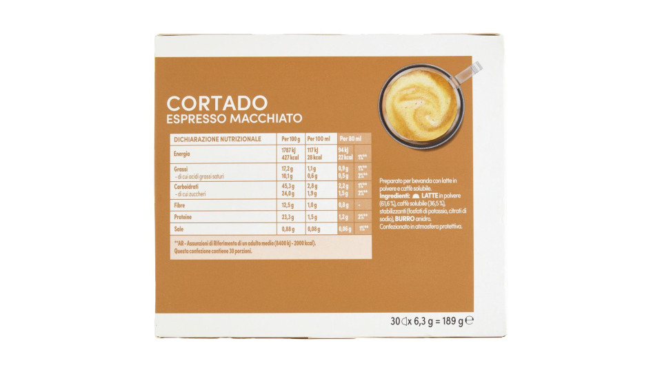 CORTADO ESPRESSO MACCHIATO CAFFè 30 CAPSULE