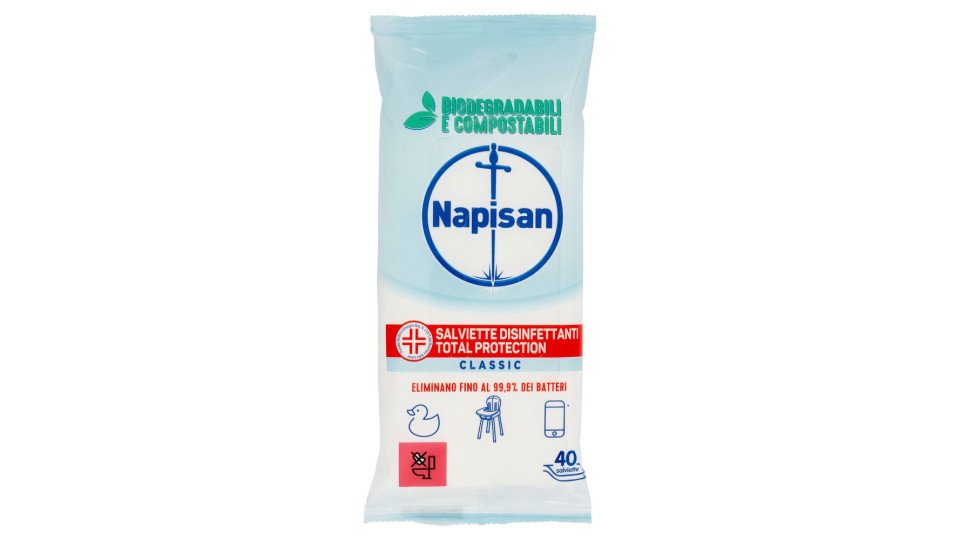 SALVIETTE DISINFETTANTI TOTAL PROTECTION CLASSIC BIODEGRADABILI 40 PZ