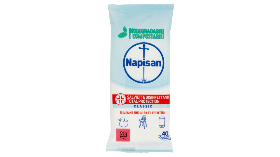 SALVIETTE DISINFETTANTI TOTAL PROTECTION CLASSIC BIODEGRADABILI 40 PZ