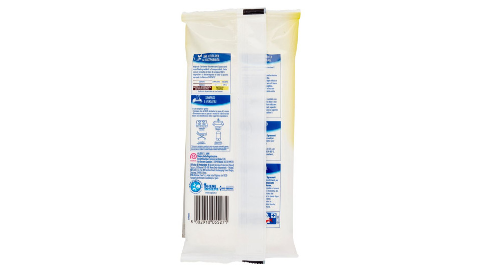 SALVIETTE DISINFETTANTI SGRASSANTI LIMONE BIODEGRADABILI 40 PZ