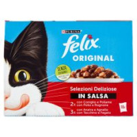 FELIX ORIGINAL BOCCONCINI PER GATTI IN SALSA CON CONIGLIO, POLLO, ANATRA E TACCHINO 10X85 G