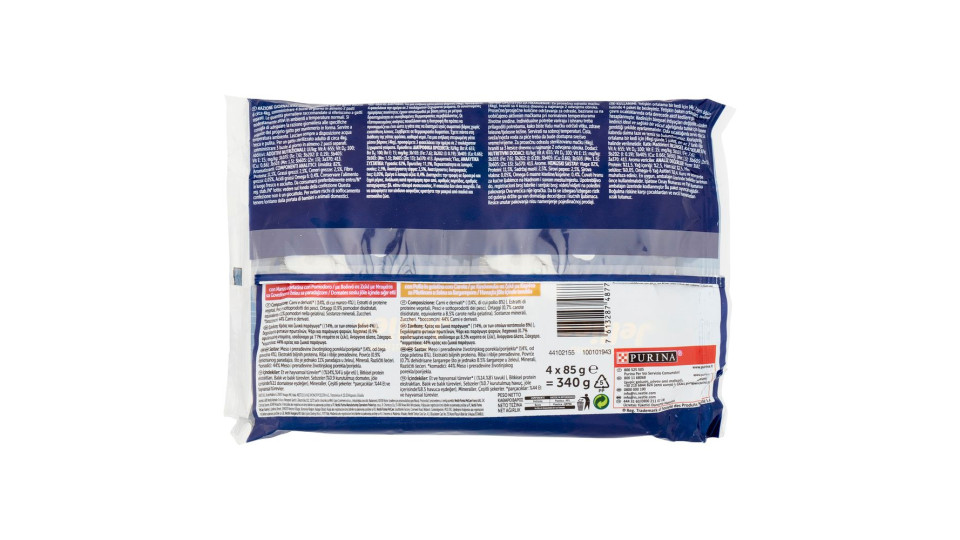 FELIX SENSATIONS JELLIES CIBO UMIDO PER GATTI CON MANZO E POMODORO, POLLO E CAROTE 4X85 G