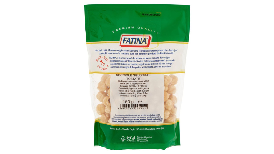 Fatina Frutta Secca Snack Nocciole Sgusciate Tostate 150 g