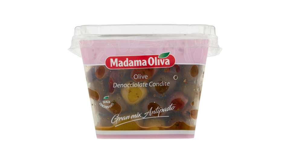 Madama Oliva Gran mix Aperitivo Olive Denocciolate con Peperoni 220 g