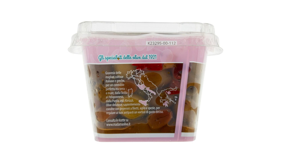 Madama Oliva Gran mix Aperitivo Olive Denocciolate con Peperoni 220 g