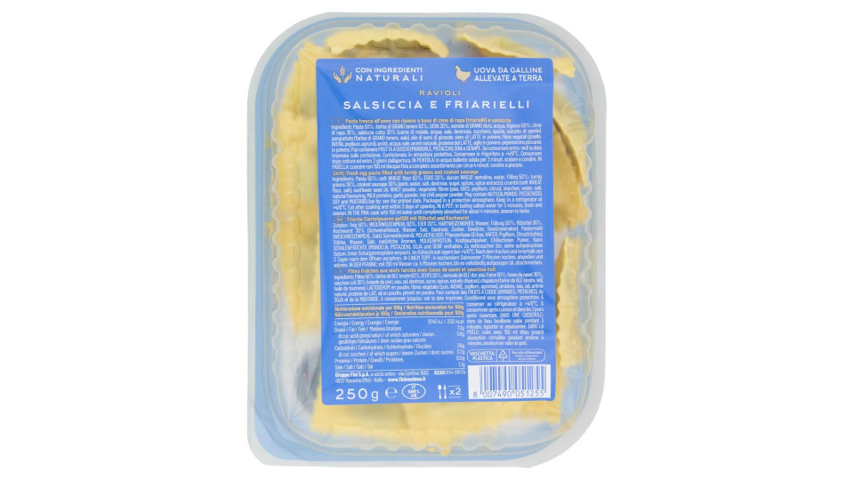 Fini Ricette Italiane Ravioli Salsiccia e Friarielli 250 g