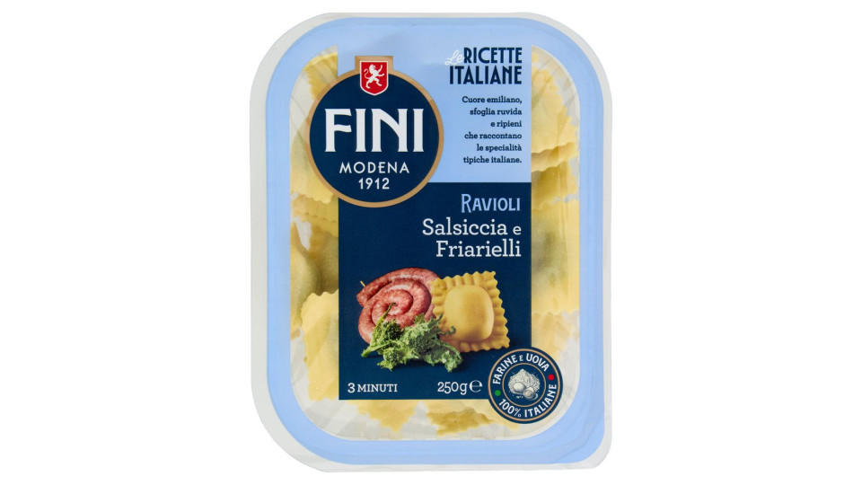 Fini Ricette Italiane Ravioli Salsiccia e Friarielli 250 g