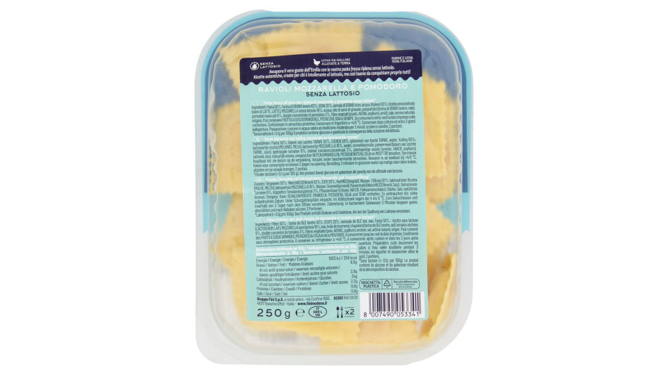Fini Senza Lattosio Ravioli Mozzarella e Pomodoro 250 g