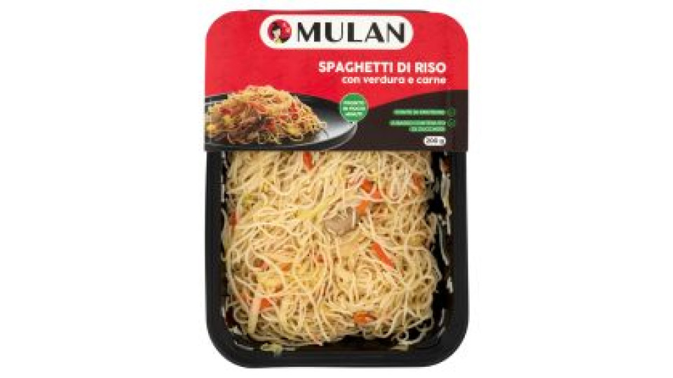 Mulan Spaghetti di Riso con verdura e carne 200 g