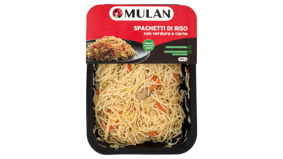 Mulan Spaghetti di Riso con verdura e carne 200 g