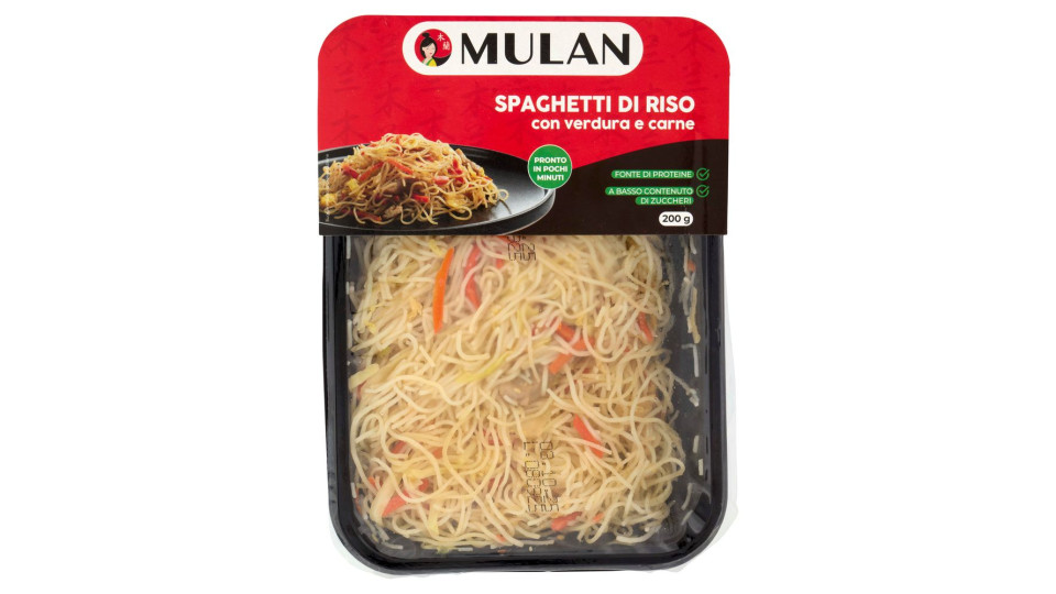 Mulan Spaghetti di Riso con verdura e carne 200 g