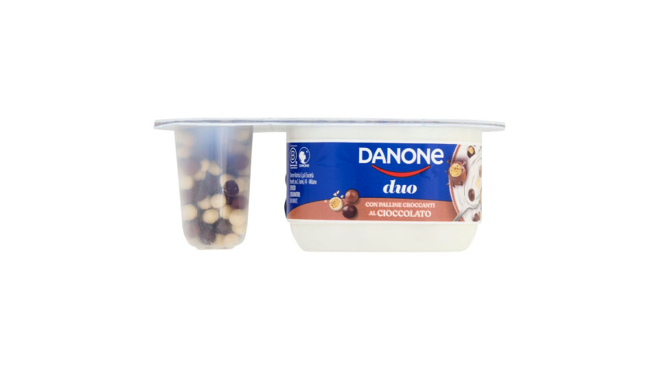 DANONE Duo, Yogurt Bianco Cremoso con Croccanti Palline al Cioccolato, 98g