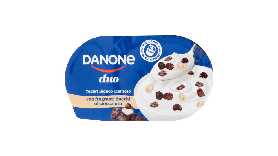 Danone Duo, Yogurt Bianco Cremoso con Fragranti Fiocchi al Cioccolato, 98g