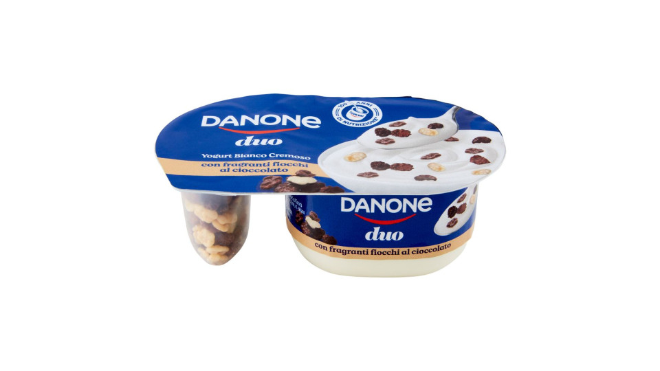 Danone Duo, Yogurt Bianco Cremoso con Fragranti Fiocchi al Cioccolato, 98g